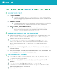 Tips on Hosting an In-Person Panel Discussion